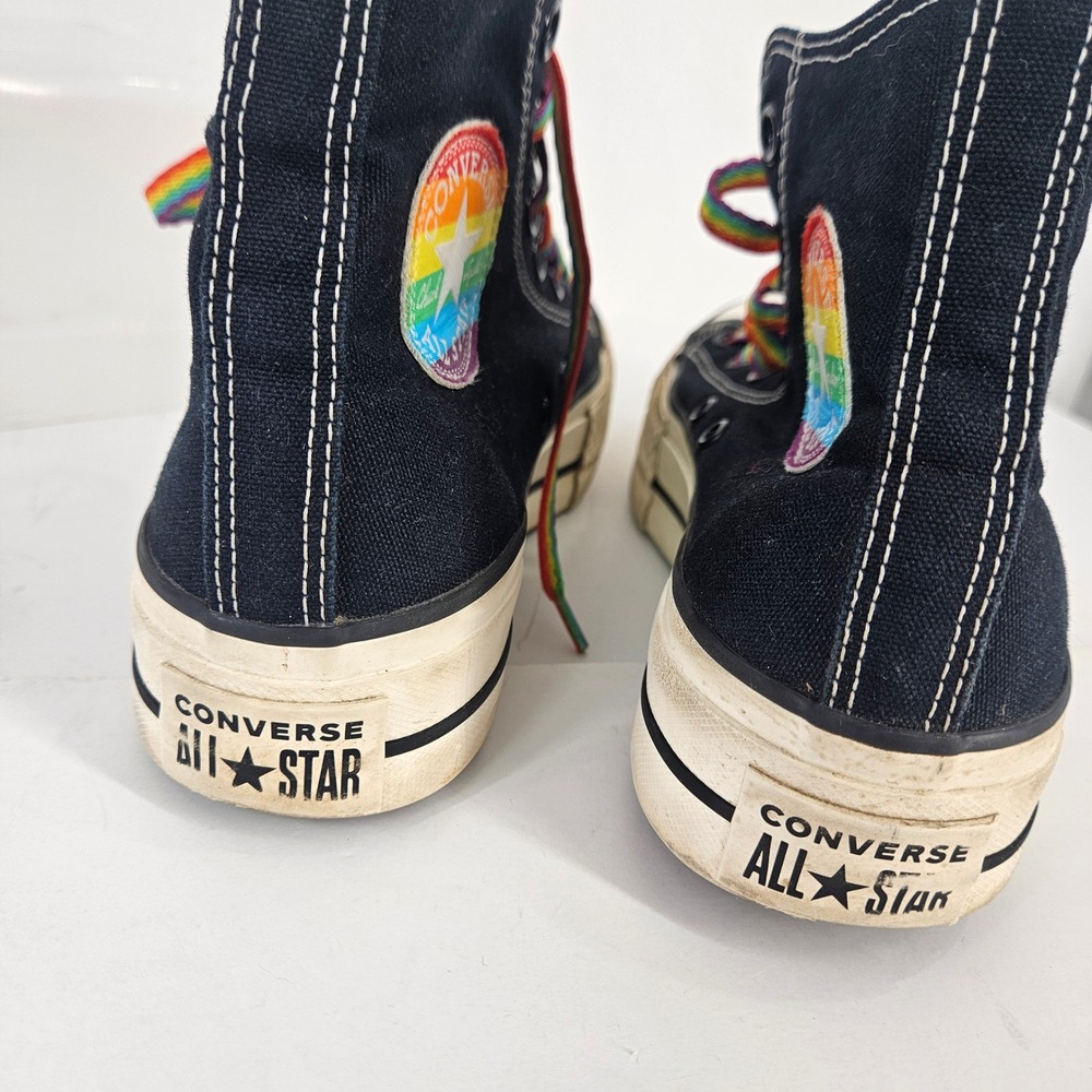 Pride Converse Chuck Taylor All Star Platform Blk Rainbow High Top Sneakers 7.5 - Picture 11 of 13